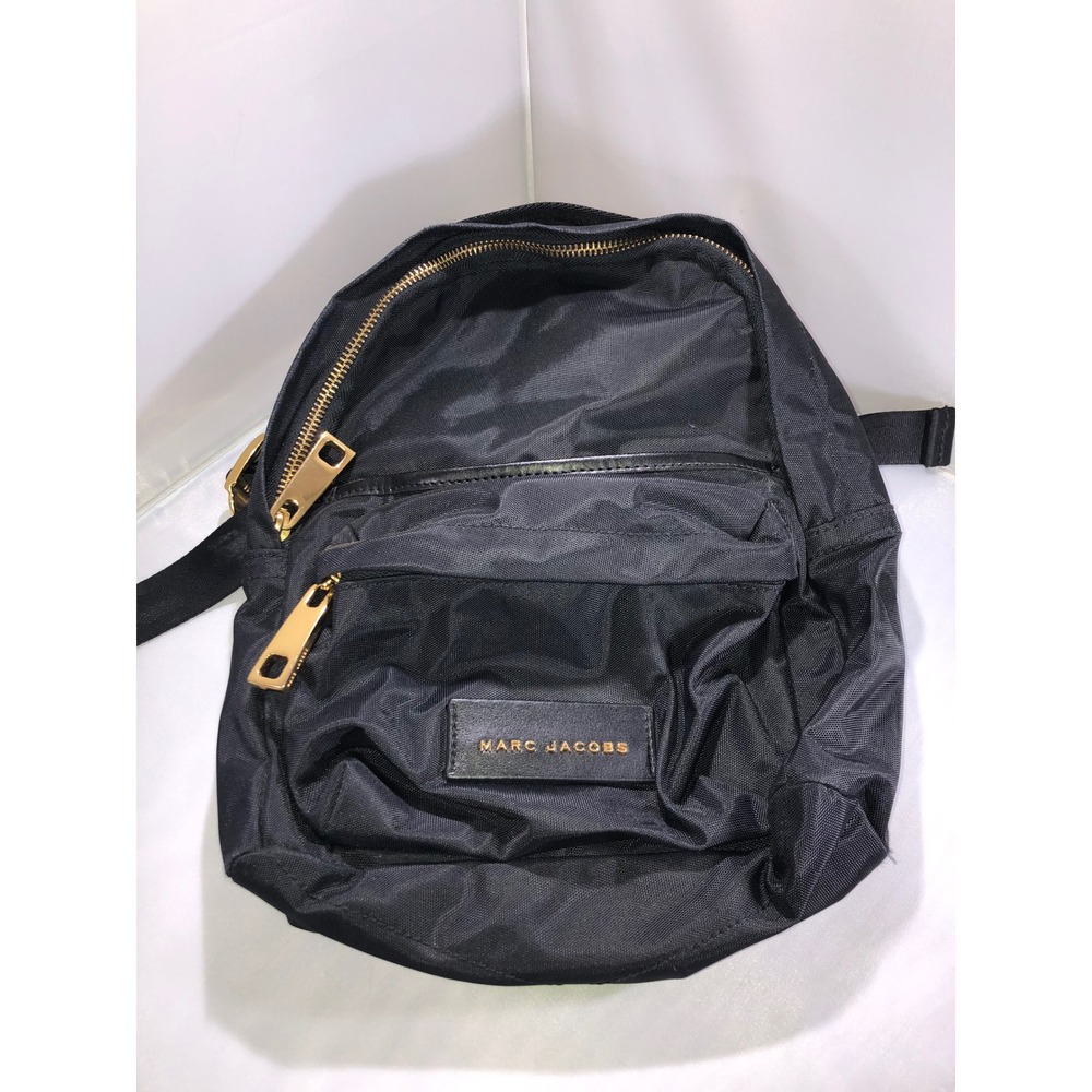 Marc Jacobs Varsity Mini Backpack Black Nylon‎ Gold Hardware M0013945